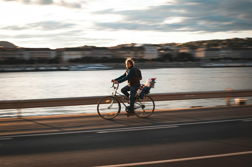 father and daughter cycling