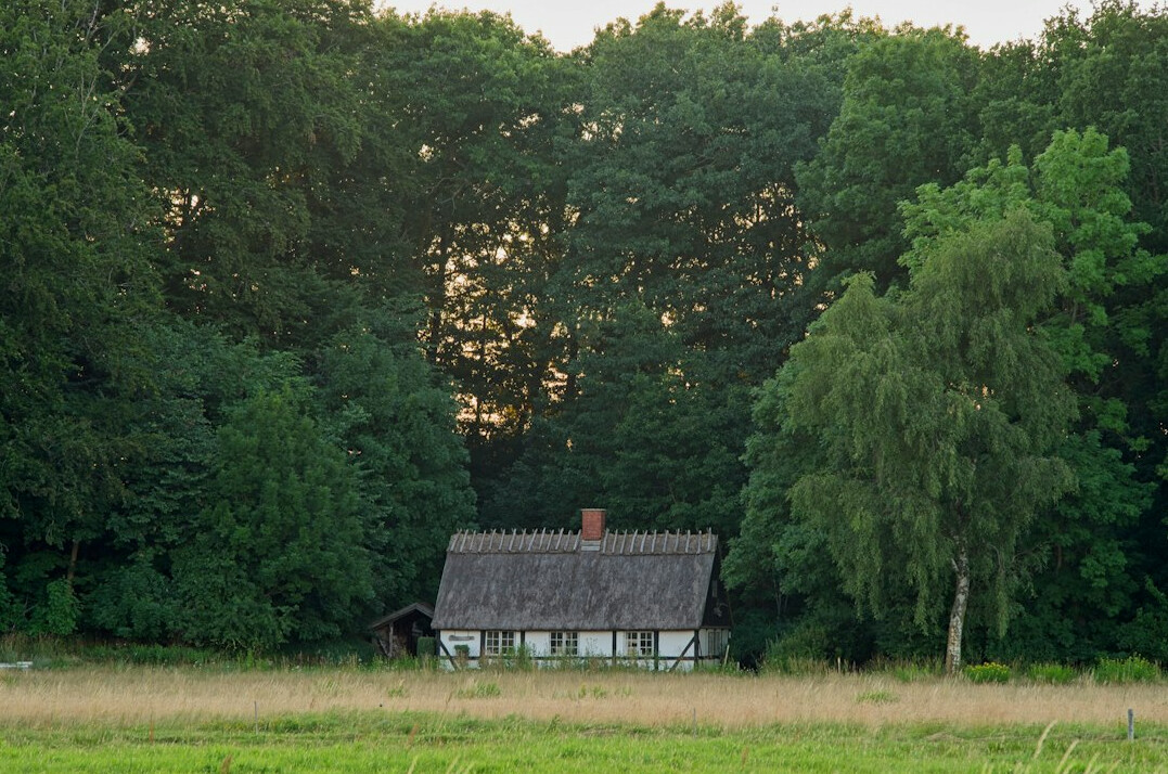photographer walking in danish countryside